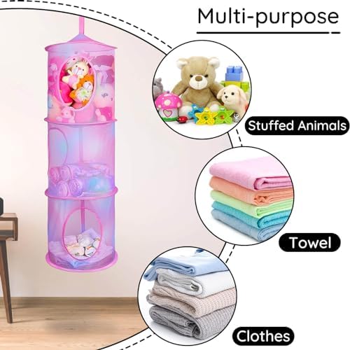 Basumee Hanging Stuffed Animals Storage, 2 Pack Mesh Plush Storage - Image 3
