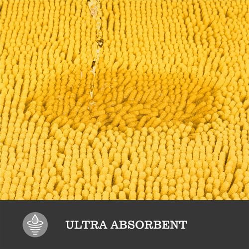Yeaban Chenille Yellow Bathroom Rug 36"x60", Non-Slip Rubber Backing - Image 5