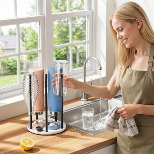 niffgaff Bottle Drying Rack – Ceramic Base Bottle Organizer - Image 2