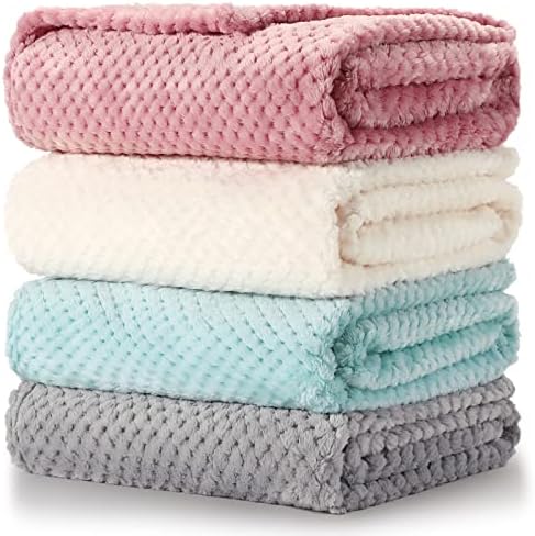 Reginary 4Pcs 30x40 Baby Blanket Fuzzy, Light Blue by Reginary