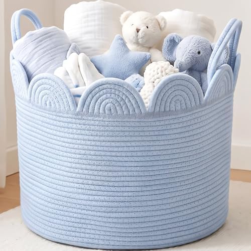 LemonRoad Round Woven Basket Blue by Unknown