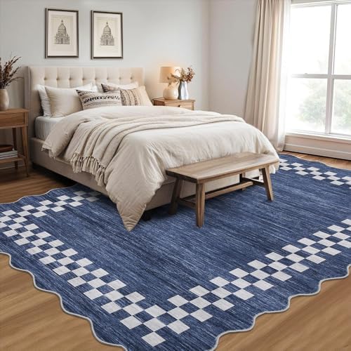 GarveeHome Area Rug 6x9 Large Living Room Non Slip Washable Scalloped Rug - Image 2
