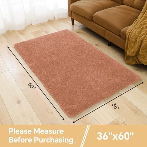 Polyester Bathroom Rug 36"x60" Rust, Large Soft Shaggy Bath Mat - Image 2