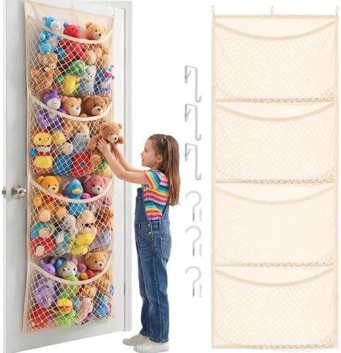 Wide Over The Door Stuffed Animal Storage, Cotton Toy Organizer by Ofiray-home
