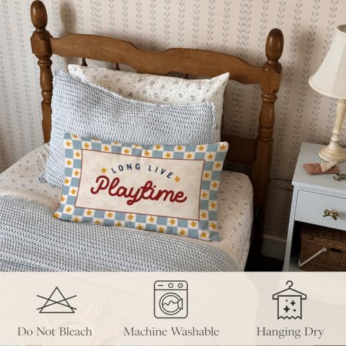 Playroom Decor Long Live Playtime 12x20 Pillow Cover, Playtime Checkered - Image 5