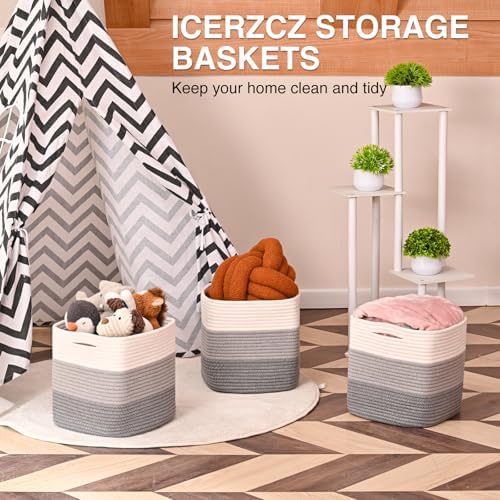 ICERZCZ 11 Inch Cube Storage Bins, Storage Cube Organizer Bins, Woven Cotton - Image 6