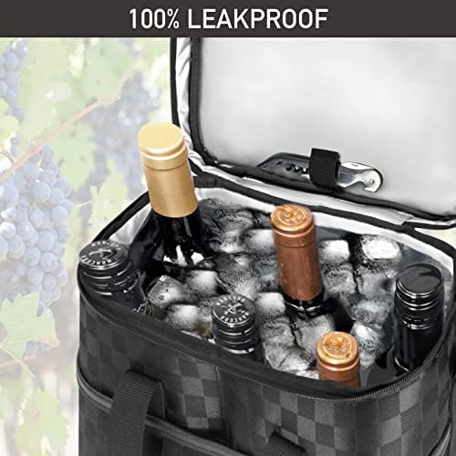 opux Insulated Wine Cooler Bag Leakproof 6 Bottle Tote Carrier, Back Square - Image 5