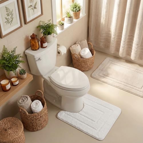 GRANNY SAYS White U Shaped Toilet Rug 20" x 24", Non-Slip Bath Mat - Image 5