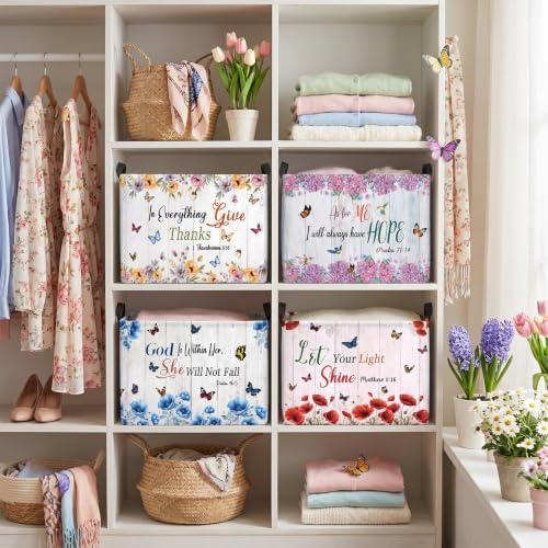 4 Pcs Christian Floral Storage Basket - Image 6