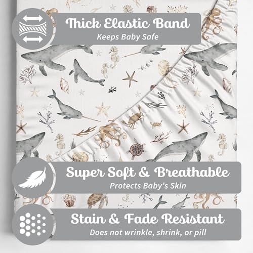 Sorrel + Fern Baby Crib Sheets Neutral, Fitted 2-Pack - Image 2