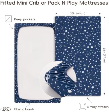 david's kids 3 Pack Mini Crib Sheets, Soft Breathable Premium Pack N Play Sheets - Image 5