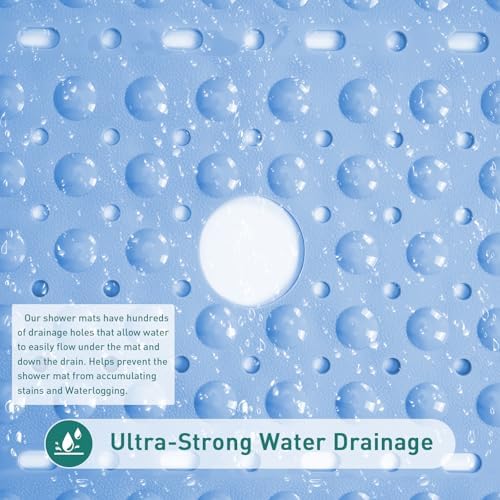 Large Square Shower Mat Tub Bath Mat Non Slip Light Blue 27"x27" - Image 5