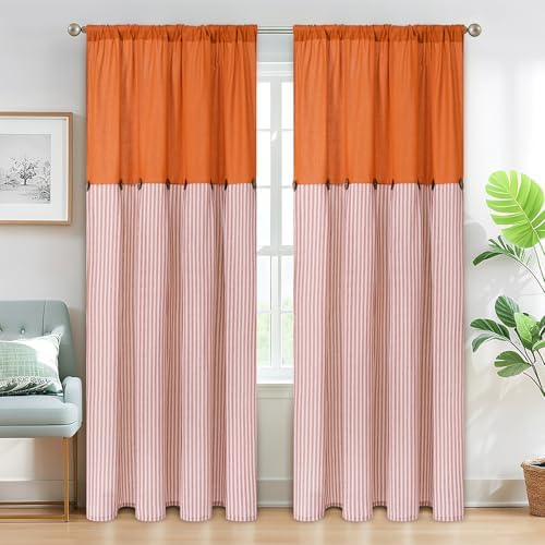 ASPMIZ Farmhouse Living Room Curtains Boho, Country Linen Curtains - Image 2