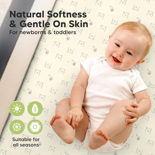 2 Pack and Play Sheets Waterproof Mini Crib Sheet Fitted 38x26 - Image 4