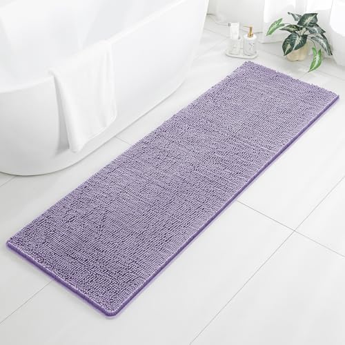Chenille Bathroom Runner Rug 24"x72" Lavender, Plush Bath Mat by Kildoss