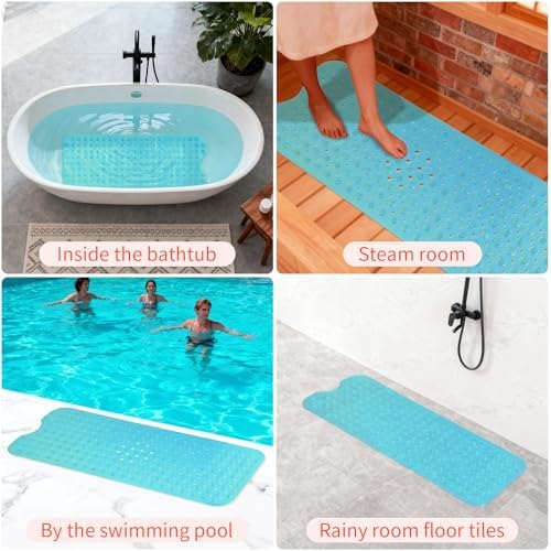 Anti-Slip Bathtub Shower Mat 40×16 Inch Clear Green - Image 5