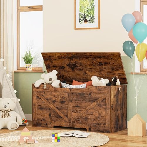HOOBRO Storage Bench, 39.4” Retro Wooden Storage Chest - Image 4