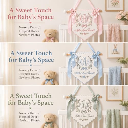 Personalized Embroidered Baby Banner Custom Baby Name Sign - Image 7