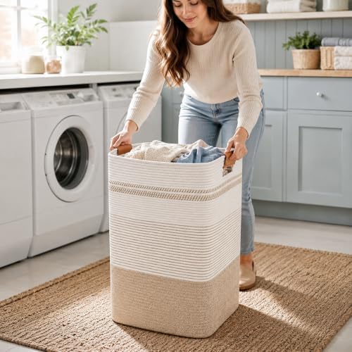Laundry Hamper, Cotton Rope Laundry Basket - Image 2
