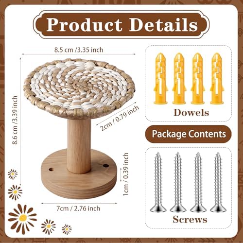Leinuosen 2 Pack Boho Curtain Holdbacks Rattan Tiebacks, Round White - Image 2