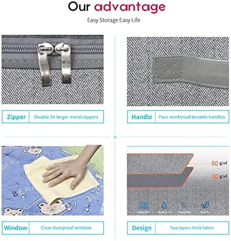 Onlyeasy Underbed Storage Bags Organizer, 4 Pack Large Capacity Under Bed - Image 5
