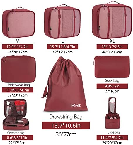 BAGAIL 8 Set Packing Cubes Luggage Packing Organizers - Image 2