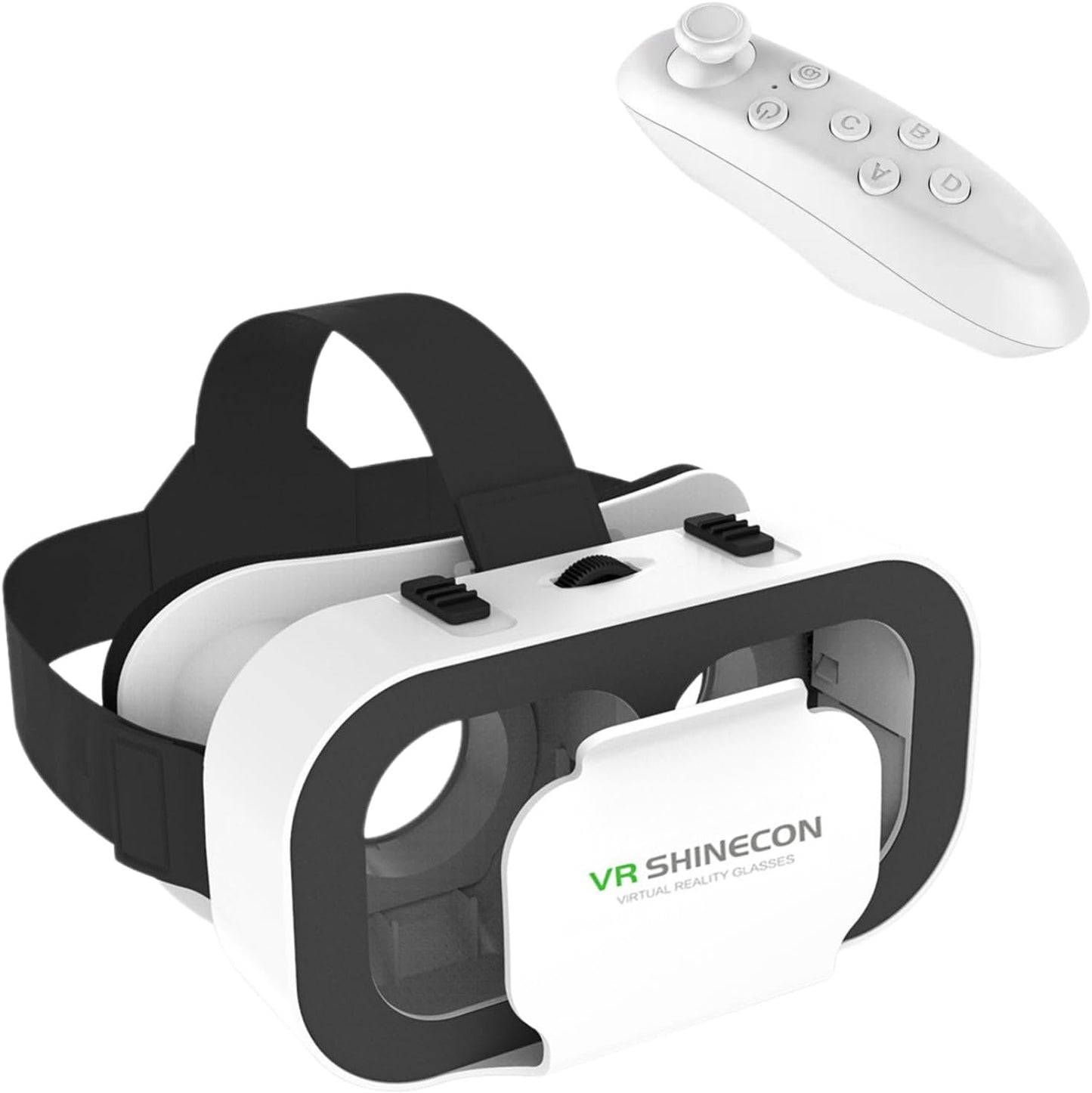 VR Glasses Headset Compatible with iPhone and Android Adjustable 3D VR Phone Headset for 4.7 to 6.5 Inch,with Controller for Mobile Gaming and Movies