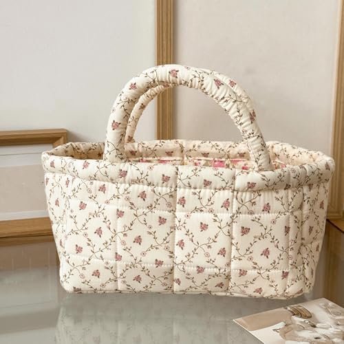 Small Storage Basket Organizer, Mini Fabric Floral Storage Baskets - Image 4