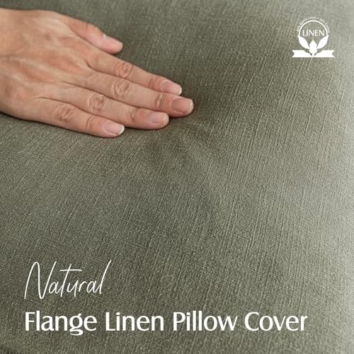 Foindtower Linen Decorative Throw Pillow Covers 26x26 Olive Branch Green - Image 2