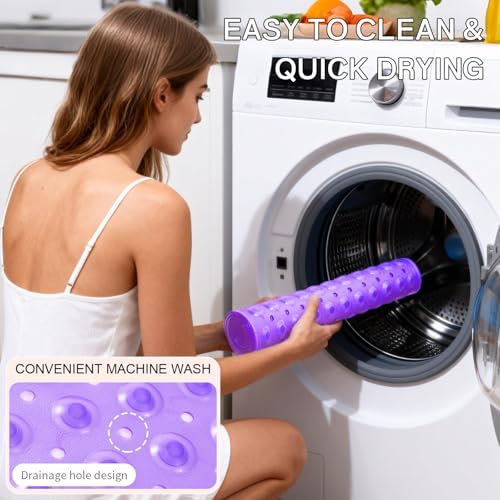 Anti-Slip Bathtub Shower Mat 40×16 Inch Clear Purple - Image 6
