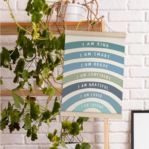 HRQKO Blue I Am Kind Smart Inspirational Poster Hanger Frame, Boho Rainbow Wall - Image 3