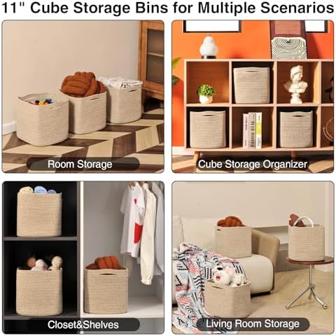 11 Inch Cube Storage Bins, Organizing Bins - Image 5