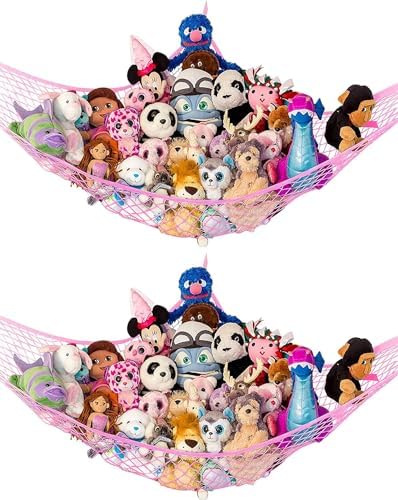 Extra Large Stuffed Animal Storage Hammock 2 Pack | Holds 12 lbs | Corner by LillysLove