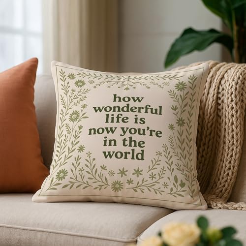Sage Green Inspirational Floral Pillow Covers 18x18, Wildflower Nursery Decor - Image 6