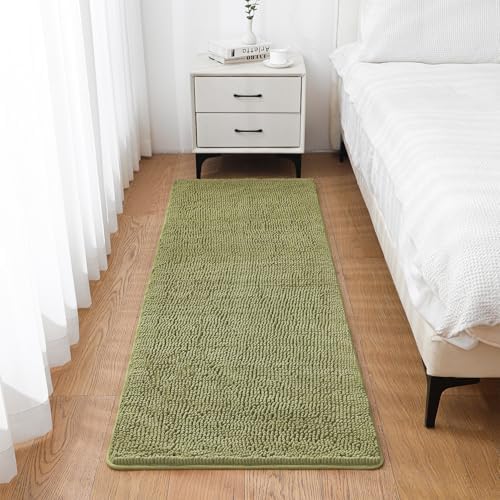 Chenille Bathroom Runner Rug 24"x72" Sage Green, Plush Bath Mat - Image 7