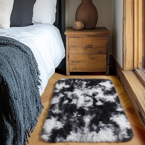 Amdrebio Black White Grey Small Mini Rug 2x3 - Image 4