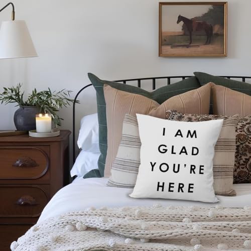 Classroom Decor Pillow Covers 18x18, I'm Glad You're Here Decorative Throw - Image 3