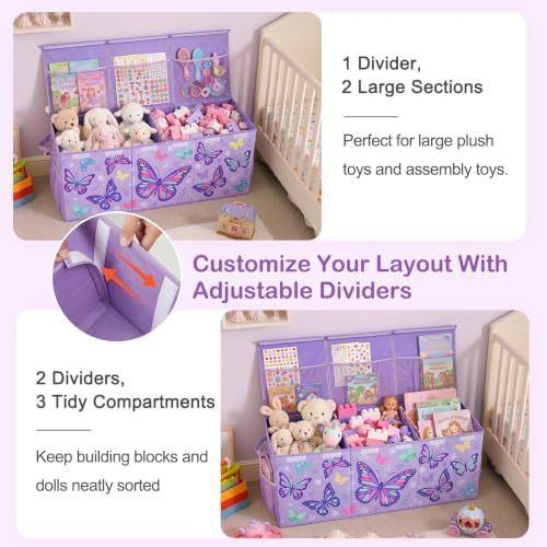 Toy Box with Adjustable Divider Large Toy Chest Storage - Image 2