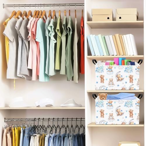 Rectangular Bear Storage Bin, Fabric Closet Organizer Basket - Image 4