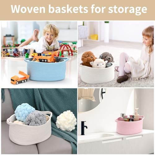 Happyiren Medium Woven Cotton Rope Basket, Empty DIY Gift Basket - Image 5