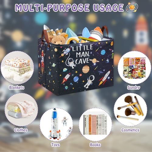 Astronaut Rockets Nursery Laundry Hamper, Space Storage Basket - Image 5