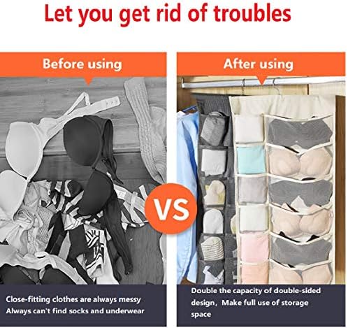 Closet Hanging Organizer with Mesh Pockets & Rotating Metal Hanger, Dual Sided - Image 5