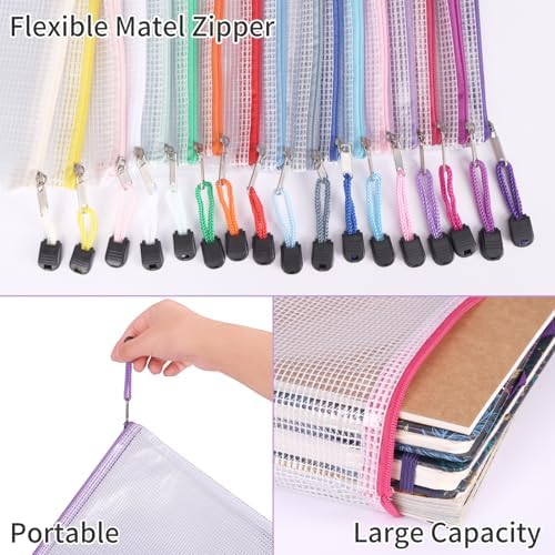 EOOUT 42pcs Mesh Zipper Pouch, 8 Sizes Waterproof Zipper Bags, 17 Colors - Image 6