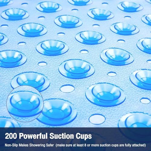 Extra Long Bathtub Mat Non Slip Bath Mat Clear Blue 40"x16" Full - Image 5
