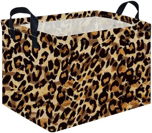 Rectangular leopard print baskets, Kids Storage Bins, Collapsible Canvas by FXOCSHE