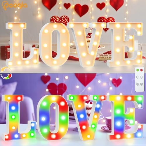 Pooqla LED Light Up Letters, Warm White and Colorful Lighted Marquee Letters - Image 3