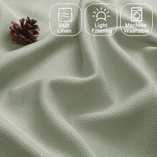 Chyhomenyc Light Green Valance for Windows, Light Filtering Faux Linen Solid - Image 3