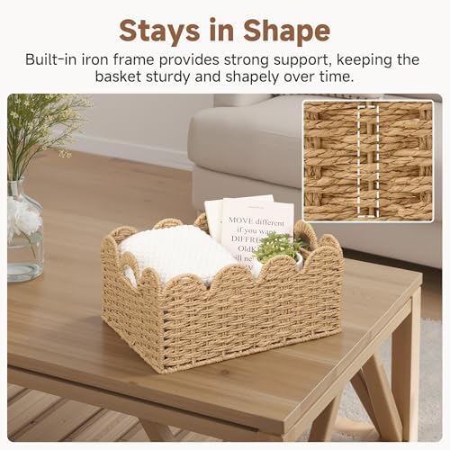 StorageWorks Scalloped Wicker Basket, Large Baskets - Image 5