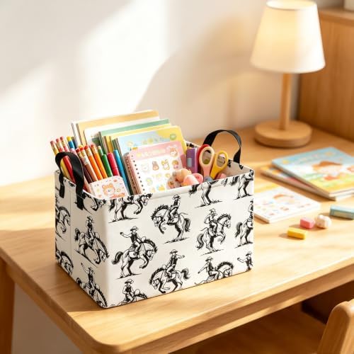 Western Cowboy Rectangular Fabric Storage Basket - Image 4