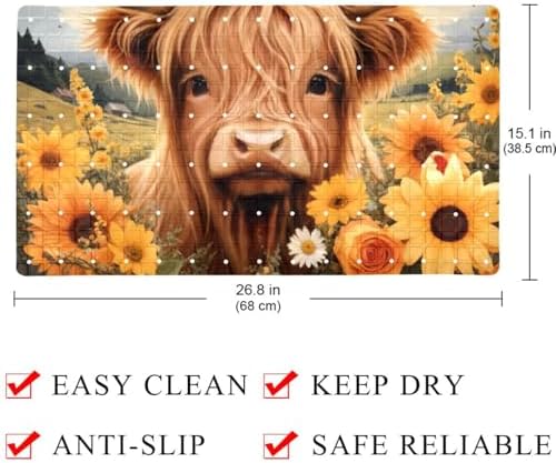 Non Slip Bathtub and Shower Mat 26.8x15.1 inch, Bath Mat - Image 4